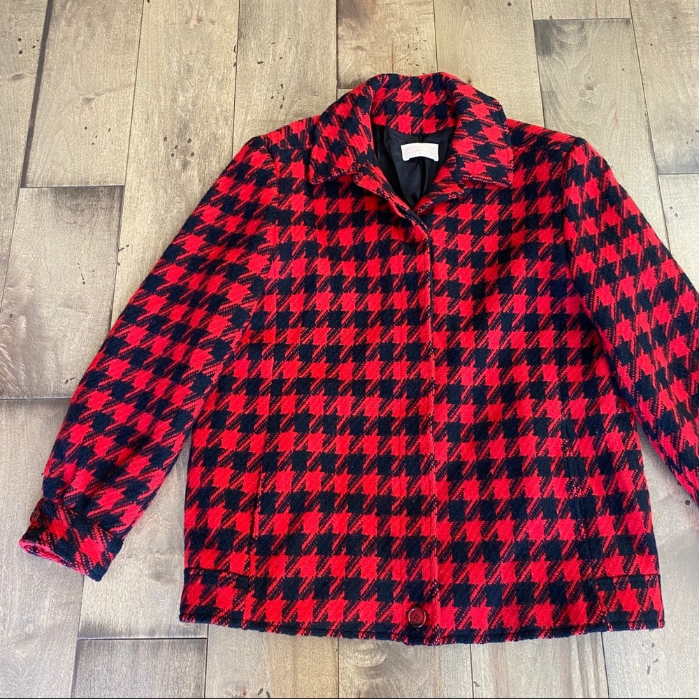 Pendleton Red and Black Houndstooth Jacket